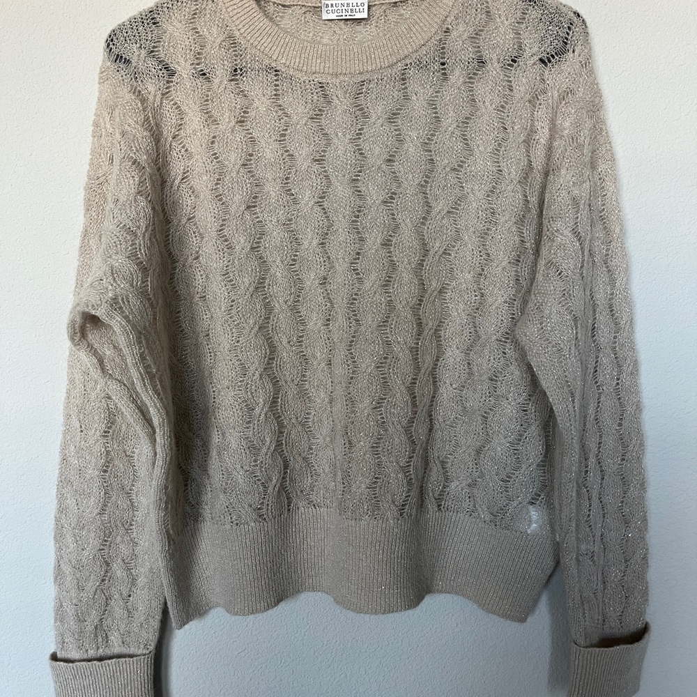 Brunello Cucinelli Beige Cable Knit Sweater